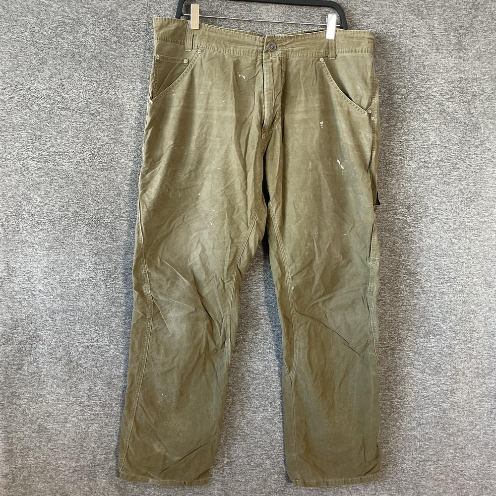 Kuhl Outrage Pants Mens 38x32 Green Relaxed Cargo Hiking Workwear Patina Dye